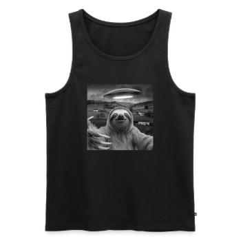 Alien Encounter Sloth Selfie - Men's Premium Organic Tank Top - black - Front - Michal (187cm)