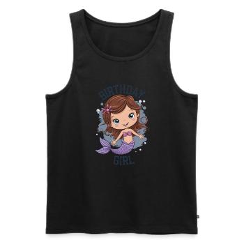 Anniversaire Fille Sirène - Débardeur bio Premium Homme - noir - Devant - Michal (187cm)