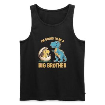 Je vais être un grand frère dinosaure - Débardeur bio Premium Homme - noir - Devant - AI Model Male 178 light (178cm)