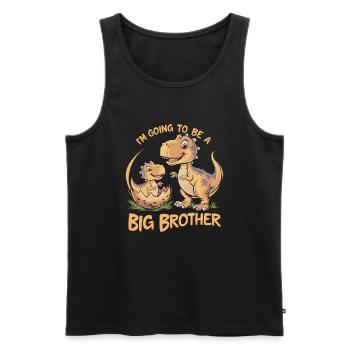 Je vais être un grand frère dinosaure - Débardeur bio Premium Homme - noir - Devant - AI Model Male 178 light (178cm)