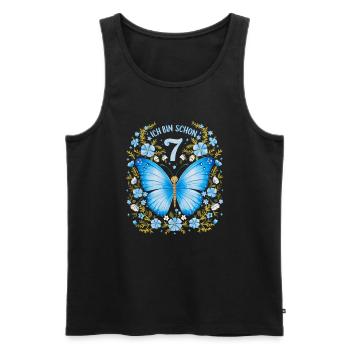 Fête d’anniversaire des enfants papillon 7e anniversaire - Débardeur bio Premium Homme - noir - Devant - Michal (187cm)