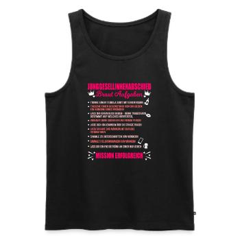 JGA Aufgaben Braut Junggesellinnen Checkliste - Männer Premium Bio Tank Top - Schwarz - Vorne - Michal (187cm)