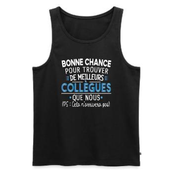 Bonne Chance Collègue Cadeau Humour Retraite - Débardeur bio Premium Homme - noir - Devant - Michal (187cm)