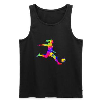 Fußball Fußballerin Mädchen Frauen Damen - Männer Premium Bio Tank Top - Schwarz - Vorne - Michal (187cm)