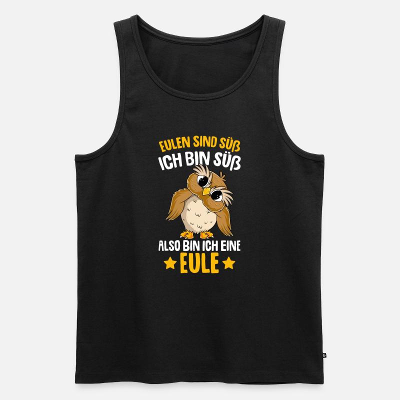 Eulen sind süß Kinder Mädchen Eule - Männer Premium Bio Tank Top - Schwarz