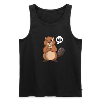 Biber Nö Kinder Jungen Mädchen - Männer Premium Bio Tank Top - Schwarz - Vorne - Michal (187cm)
