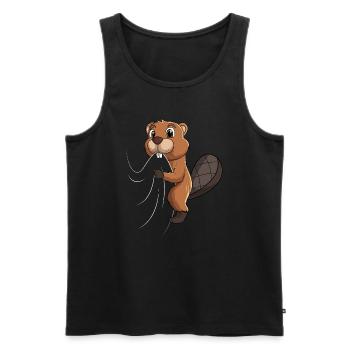 Castor Enfants Garçons Filles - Débardeur bio Premium Homme - noir - Devant - AI Model Male 178 light (178cm)