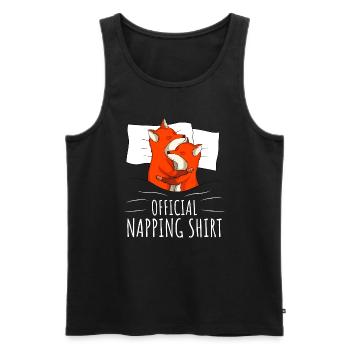 Fox Sleeping Shirt - Men's Premium Organic Tank Top - black - Front - AI Model Male 178 light (178cm)