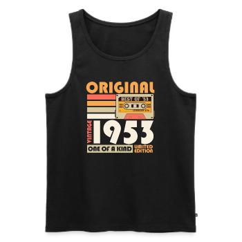 1953 vintage retro cassette birthday gift - Men's Premium Organic Tank Top - black - Front - Michal (187cm)