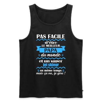 Meilleur papa jet skieur, cadeau fête des pères - Débardeur bio Premium Homme - noir - Devant - Michal (187cm)