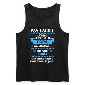 Meilleur papa judoka, cadeau fête des pères - Débardeur bio Premium Homme - noir - Devant - Michal (187cm)