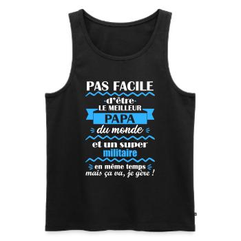 meilleur papa militaire, cadeau fête des pères - Débardeur bio Premium Homme - noir - Devant - AI Model Male 178 light (178cm)