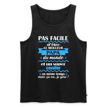meilleur papa cavalier, cadeau fête des pères - Débardeur bio Premium Homme - noir - Devant - Michal (187cm)