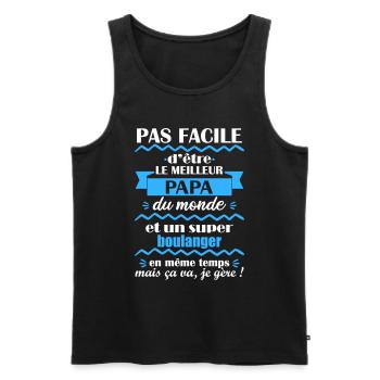 Meilleur papa boulanger, cadeau fête des pères - Débardeur bio Premium Homme - noir - Devant - Michal (187cm)