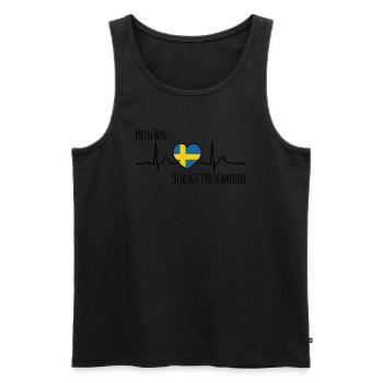 My heart beats for Sweden Scandinavia - Men's Premium Organic Tank Top - black - Front - Michal (187cm)