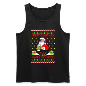 Happy new Beer Ugly Xmas - Débardeur bio Premium Homme - noir - Devant - Michal (187cm)