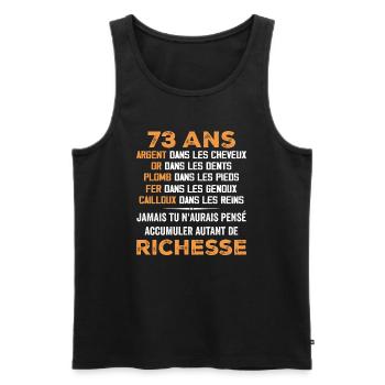 73 Ans Cadeau D'anniversaire Drôle Cadeau 73 ans - Débardeur bio Premium Homme - noir - Devant - AI Model Male 178 light (178cm)