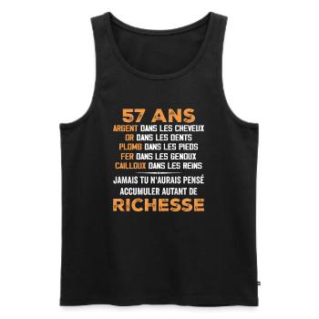 57 Ans Cadeau D'anniversaire Drôle Cadeau 57 ans - Débardeur bio Premium Homme - noir - Devant - AI Model Male 178 light (178cm)