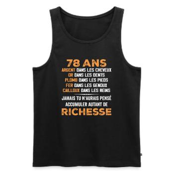 78 Ans Cadeau D'anniversaire Drôle Cadeau 78 ans - Débardeur bio Premium Homme - noir - Devant - AI Model Male 178 light (178cm)