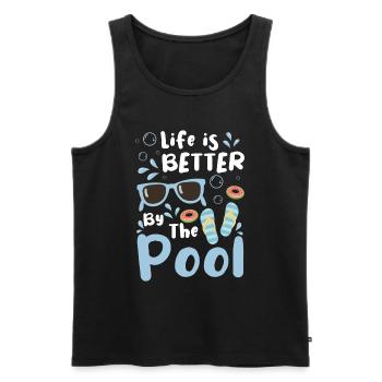 Swimming Pool Schwimmbad Pool Party Tauchen - Männer Premium Bio Tank Top - Schwarz - Vorne - AI Model Male 178 light (178cm)