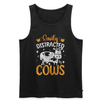 Cow barn dairy farmer - Men's Premium Organic Tank Top - black - Front - AI Model Male 178 light (178cm)