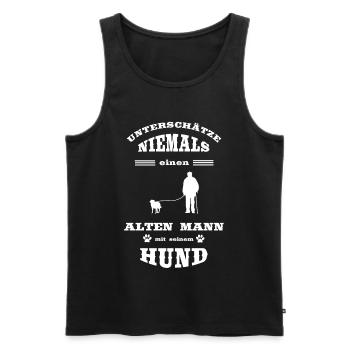 Rentner Hund cool - Männer Premium Bio Tank Top - Schwarz - Vorne - Michal (187cm)