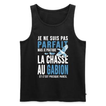 Chasseur chasse au gabion cadeau cool chasse - Débardeur bio Premium Homme - noir - Devant - AI Model Male 178 light (178cm)