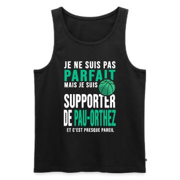 basketball supporter club basket ball Pau Orthez - Débardeur bio Premium Homme - noir - Devant - AI Model Male 178 light (178cm)