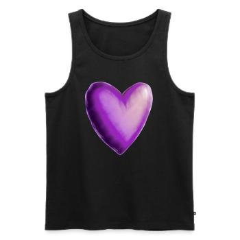 Idée cadeau violet violet coeur - Débardeur bio Premium Homme - noir - Devant - AI Model Male 178 light (178cm)