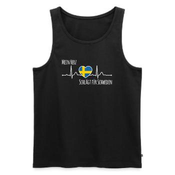 My heart beats for Sweden Scandinavia - Men's Premium Organic Tank Top - black - Front - Michal (187cm)