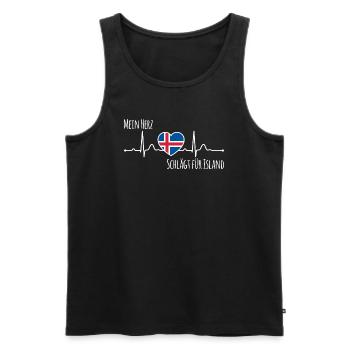 Mon cœur bat pour l’Islande la Scandinavie - Débardeur bio Premium Homme - noir - Devant - Michal (187cm)