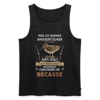 chasseur de bécasse humour saison de la chasse - Débardeur bio Premium Homme - noir - Devant - AI Model Male 178 light (178cm)
