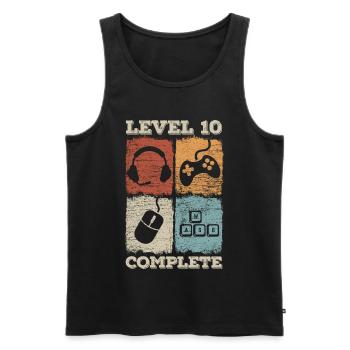 10th Birthday Level Complete Gaming - Men's Premium Organic Tank Top - black - Front - AI Model Male 178 light (178cm)