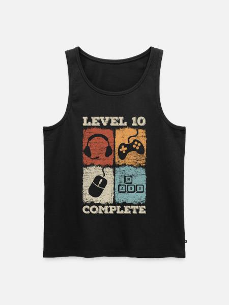 10th Birthday Level Complete Gaming - Men's Premium Organic Tank Top - black