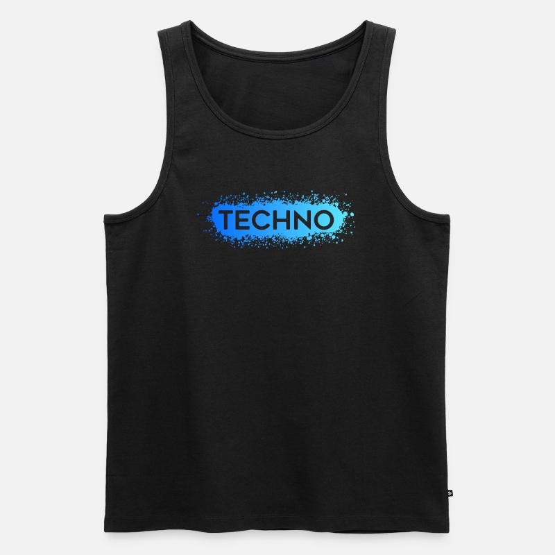 Techno Techno Blue Splat - Männer Premium Bio Tank Top - Schwarz