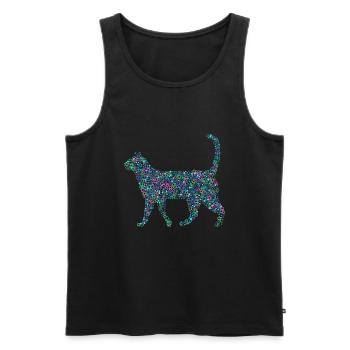 Abstract cat - designed using spots and circles - Men's Premium Organic Tank Top - black - Front - AI Model Male 178 light (178cm)