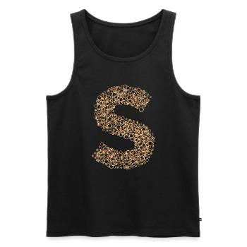 Design steampunk Letter S composé de rouages et de lavage - Débardeur bio Premium Homme - noir - Devant - AI Model Male 178 light (178cm)