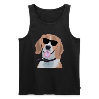 beagle wearing sunglasses - Men's Premium Organic Tank Top - black - Front - AI Model Male 178 light (178cm)