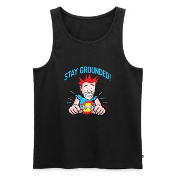 Mens Electrician T-Shirt - Stay Grounded - Men's Premium Organic Tank Top - black - Front - Michal (187cm)