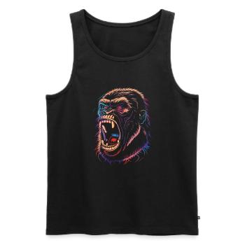 Gorille coloré en colère - Débardeur bio Premium Homme - noir - Devant - AI Model Male 178 light (178cm)