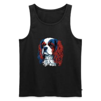 Un portrait de chien Cavalier King Charles Spaniel - Débardeur bio Premium Homme - noir - Devant - AI Model Male 178 light (178cm)