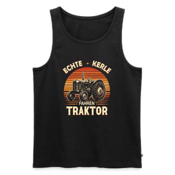 Echte Kerle fahren Traktor - Männer Premium Bio Tank Top - Schwarz - Vorne - AI Model Male 178 light (178cm)