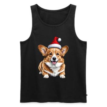 Cute Christmas corgi dog - Men's Premium Organic Tank Top - black - Front - Michal (187cm)