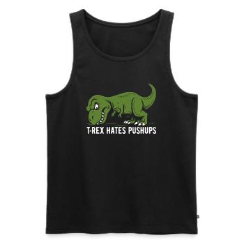 T-Rex hates pushups - Tyrannosaurus - gift - Men's Premium Organic Tank Top - black - Front - AI Model Male 178 light (178cm)