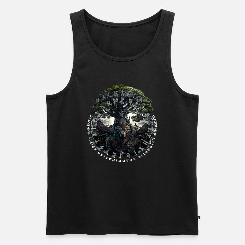 Vikings Valhalla Wolf Odins - Men's Premium Organic Tank Top - black