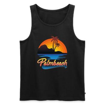 Palmbeach Sunset Design - Men's Premium Organic Tank Top - black - Front - AI Model Male 178 light (178cm)