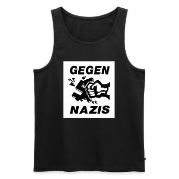 Gegen Nazis black letters - Männer Premium Bio Tank Top - Schwarz - Vorne - AI Model Male 178 light (178cm)