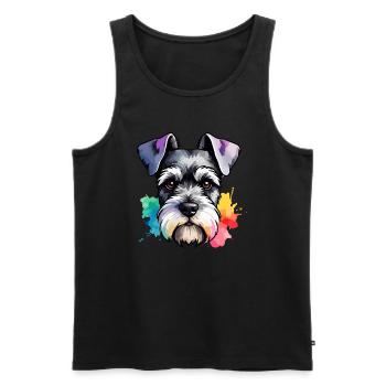 Miniature Schnauzer Dog Colorful in Watercolors - Men's Premium Organic Tank Top - black - Front - Michal (187cm)