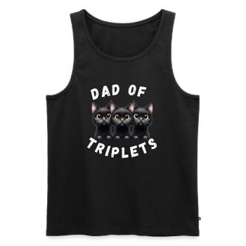 Dad Of Triplets Funny Cats Design - Men's Premium Organic Tank Top - black - Front - Michal (187cm)
