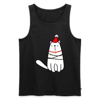 Cat Christmas Innocent - Men's Premium Organic Tank Top - black - Front - AI Model Male 178 light (178cm)